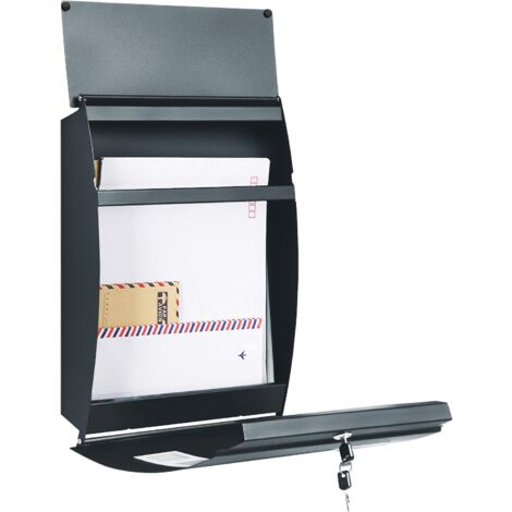 Cassetta Postale Da Parete SONGMICS Nero - Con Serratura, Finestrelle E Targhetta, 25.5x11.5x39.5cm - Foto 12