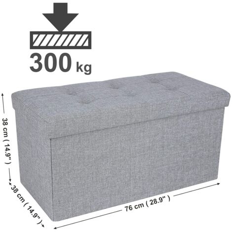 SONGMICS Pouf Cubo Poggiapiedi Sgabello Contenitore Pieghevole in Lino  Imbottito, Lsf27Z, Grigio Scuro, 38 x 38 x 38 cm