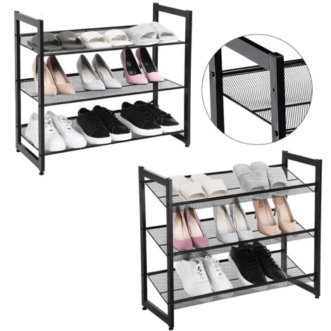 SUFAUY Scarpiera A 5 Ripiani In Metallo Nero – Impilabile, 81x30x99 Cm, Capacità 26-33 Paia