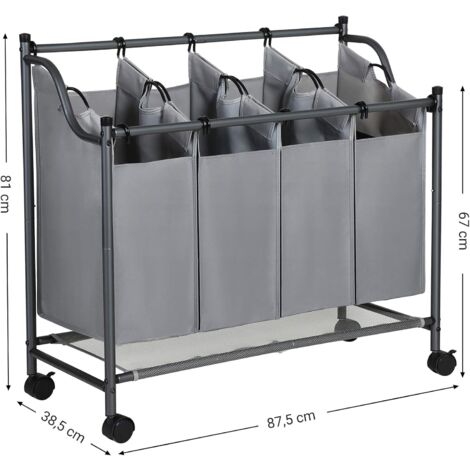 Carrello Porta oggetti e biancheria con 3 sacchi rimovibili e rotelle  universali