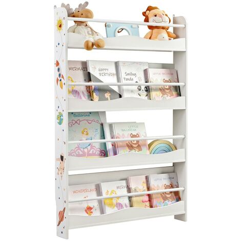 WOLTU Libreria Da Parete Per Bambini, Piccola Libreria Frontale A 3 Ripiani In Legno Scaffale Porta Libri A Muro Per Cameretta Bianco 425x145x80 Cm