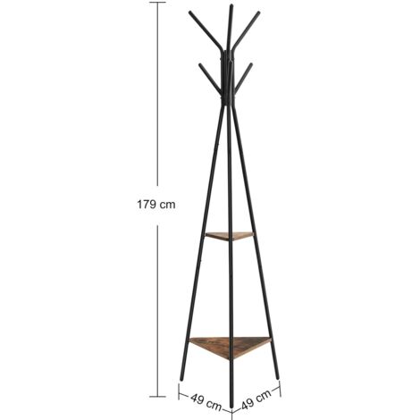 Appendiabiti Da Terra VASAGLE Con 2 Ripiani - Stile Industriale, 6 Ganci, Per Salotto O Camera, Marrone Vintage - Foto 7