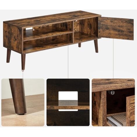 VASAGLE Mobile TV, Armadietto Stand TV, per TV fino a 55 pollici, Centro di Intrattenimento, Consolle da TV Metà del Secolo Moderno per Soggiorno, Camera da Letto, Lounge, Marrone Vintage