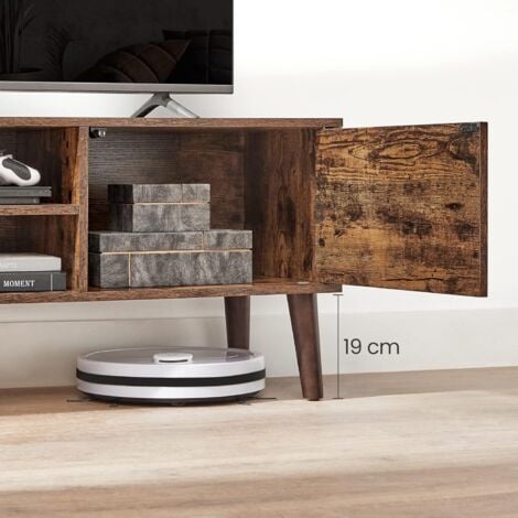 VASAGLE Mobile TV, Armadietto Stand TV, per TV fino a 55 pollici, Centro di Intrattenimento, Consolle da TV Metà del Secolo Moderno per Soggiorno, Camera da Letto, Lounge, Marrone Vintage