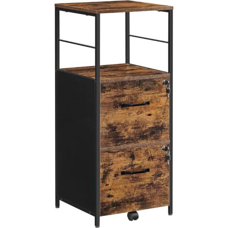 VASAGLE Schedario Con 2 Cassetti, Mobile Per Ufficio, Ripiano Aperto, Struttura In Acciaio, A4 E Formato Lettera, Stand Per Stampante, Piedini - 11