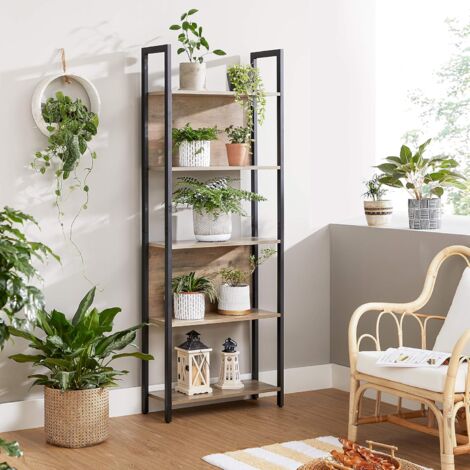 Libreria VASAGLE A 4 Ripiani, Stile Industriale, In Acciaio E Pannello Truciolato, Colore Marrone Vintage E Nero, 154,5 Cm Altezza, Capacità 20 Kg Per Ripiano