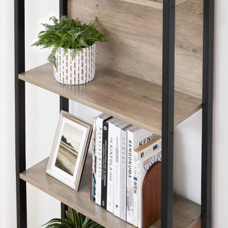 Libreria Scaffale Industriale VASAGLE A 4 Ripiani - Con Ante, Divisi, Struttura Acciaio, Colore Marrone E Nero