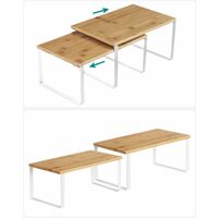 Set Di 4 Scaffali Organizzatori Da Cucina SONGMICS - Impilabili, Regolabili, In Metallo E Legno | Bianco E Beige - Foto 2
