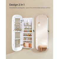 SONGMICS Armadietto Portagioie Con Specchio - Organizer Per Collane, Orecchini, Trucco - Bianco, Design Moderno - Foto 6