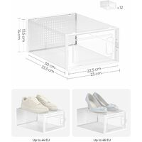 Scatole Organizzatrici Per Scarpe SONGMICS - 12 Pezzi Trasparenti E Bianche, Pieghevoli E Impilabili Fino A Taglia 44 - Foto 13