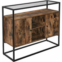 Armadio da Cucina con Piano in Vetro Temperato Design Industriale Corridoio Soggiorno Struttura in Acciaio Stabile Credenza Marrone Vintage e Nero LSC013B01 VASAGLE Armadietto Ufficio 