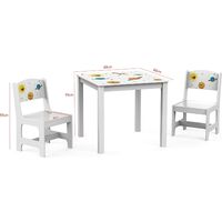 Set di 3 tavolini per bambini in MDF e legno massiccio con sedie e tavolo per bambini 