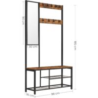 Appendiabiti Con Panca VASAGLE - 9 Ganci, 2 Ripiani Scarpiera, 180 Cm | Stile Industriale - Foto 6