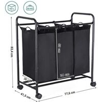 Carrello Portabiancheria SONGMICS 3 Scomparti - 132L, Con Ruote, Grigio - Foto 10