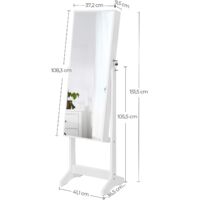 Specchio Portagioie Con Serratura - Organizzatore Con Specchio Intero E Tanti Scomparti