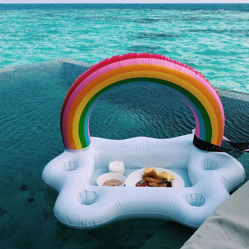 Seau de fête pour piscine, porte-gobelet gonflable en forme de nuage  arc-en-ciel, flotteur pour bière, refroidisseur de boissons, bar flottant,  plateau pour plage, anneau de natation de la marque OCXIN