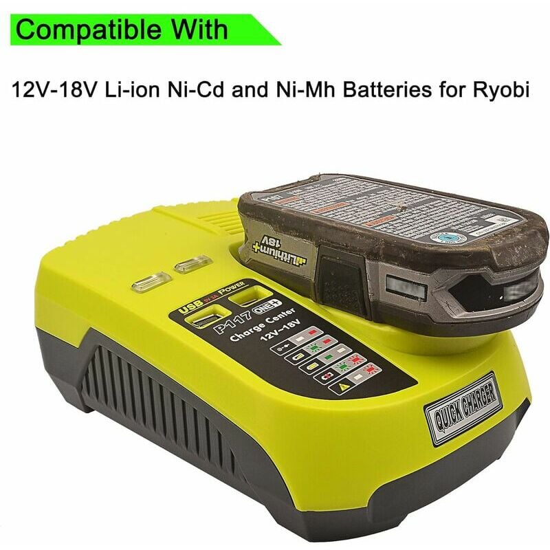 12V-18V Chargeur de batterie rechargeable universelle pour Ryobi P100 P102  P108 P117 P118 - Cdiscount Auto
