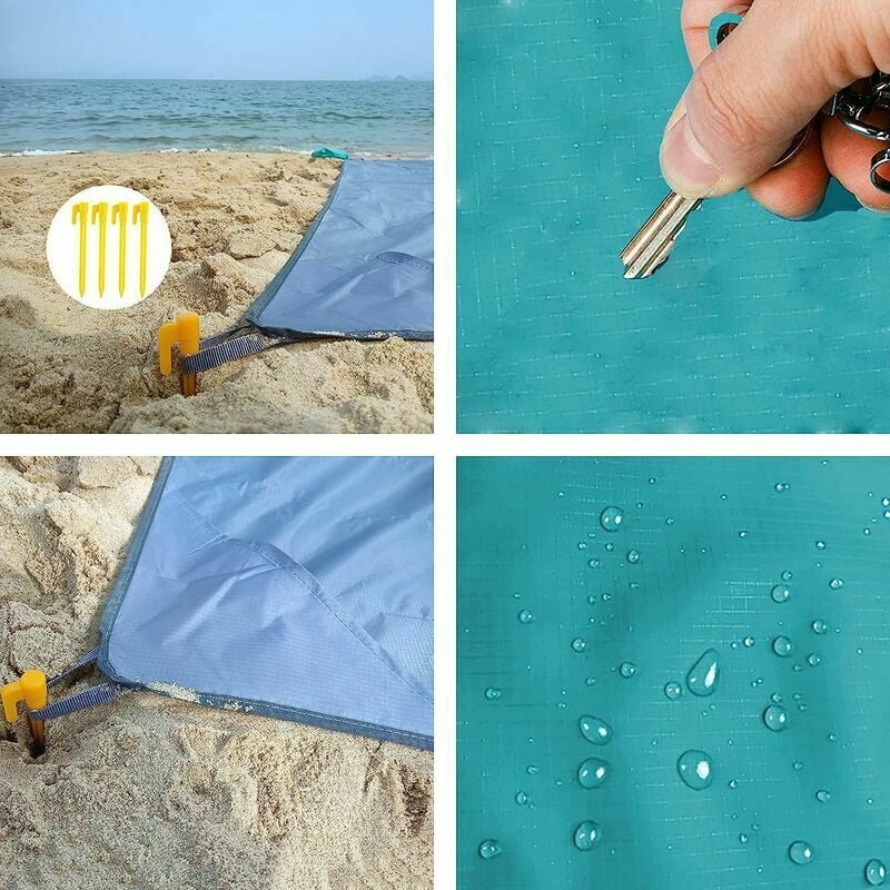 Generic - Couverture de plage à poches étanche et portable , tapis de  pique-nique en plein air 140 * 180 cm - Bleu - Liner et tapis de sol  piscine - Rue du Commerce