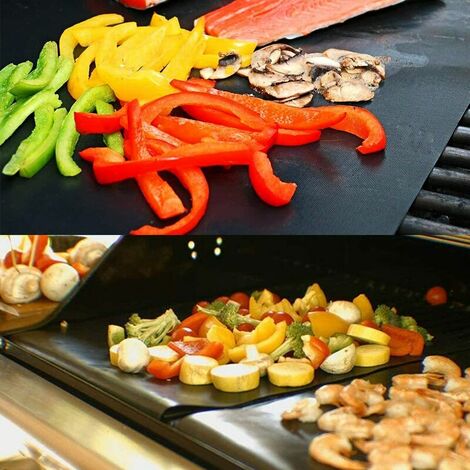 Tapis De Cuisson Barbecue Réutilisable - 8 Feuilles Antiadhésives 40x33cm, Sans PFOA, Va Au Lave-vaisselle, Pour Grill Gaz & Charbon