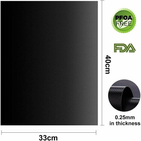 Set De 3 Tapis De Cuisson Bbq Barbecue Et Four- 40 * 33Cm Feuilles Anti-Adhérent De Bbq Et