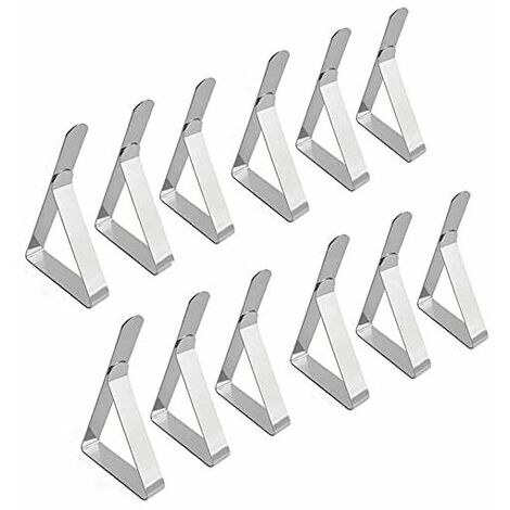 Pince Nappe Inoxydable, 12 Pièces Pinces pour Nappe de Table, Pince Nappe Clip Exterieur Ajustable, Attache Nappe Jardin pour la Maison, la Salle à Manger, la fête (7.5 4.5) (1/5)