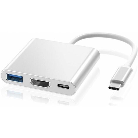 BF Adaptateur USB C vers HDMI 4K, Adaptateur Type C Hub vers HDMI Convertisseur avec Port USB 3.0 et Port de Charge C USB Compatible avec MacBook Pro, Google Chromebook, HP, Samsung S8/S9+ (1/5)