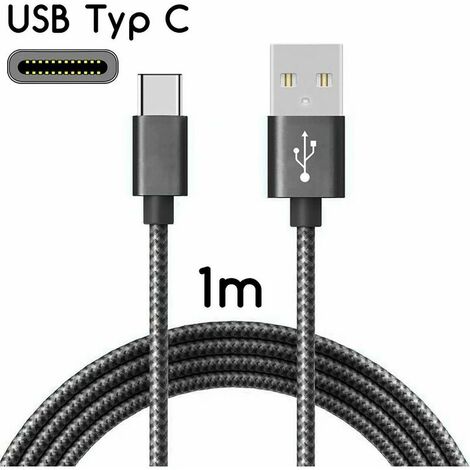 Langray – Câble USB-C vers USB 2.0 en nylon tressé – Charge rapide jusqu'à 2,1 A – Transfert de données jusqu'à 480 Mbps – Longueur 1 m