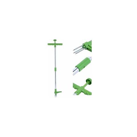 Extracteur de mauvaises herbes et outil d'extraction de racine de désherbeur vertical rotatif télescopique avec poignée en acier et désherbeur de jardin manuel à 3 griffes