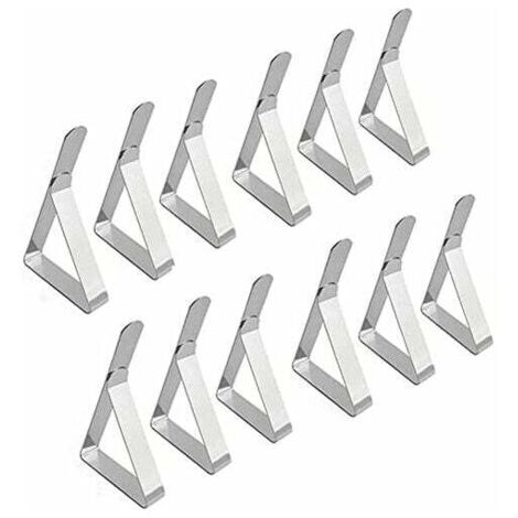Pinces à Nappe Extérieur – Lot De 12 – Inoxydable, Design Fleur – Ajustables Pour Tables Jusqu'à 4 Cm D'épaisseur – Anti-glissant