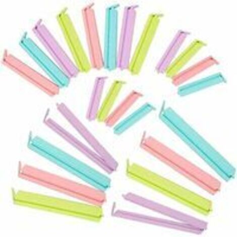 Clips d'Étanchéité Alimentaire, 24pcs Clip Fermeture Cuisine, Clips pour Sachet, Pince Alimentaire Plastique, Pince Sachet Cuisine, Couleurs Assorties