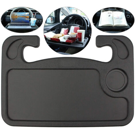 Bureau de Volant Automatique, Plateau de Volant de Voiture Automatique pour Ordinateur Alimentaire Snack Déjeuner Boire Voiture Ordinateur Portable Bureau Table à Manger (noir) (1/5)