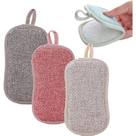 AIBHO – Lot De 6 éponges Microfibre Lavables Réutilisables (5+1 Offerte) – Nettoyage Multi-surfaces, écologique