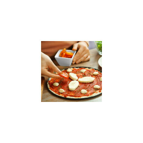 Relaxdays 10020495 Plaques de cuisson pizza lot de 4 avec support HxlxP :  20 x 32 x 32 cm avec perforation revêtement antiadhésif, anthracite :  : Cuisine et Maison