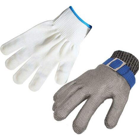 Gants résistants aux coupures Gants de boucher en acier inoxydable 316L Protection de niveau 5 Gant de travail XL(Un gant) (1/5)