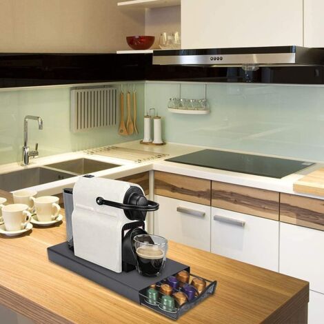Tiroir Capsules Café Tiroir Rangement Capsules Nespresso Navaris - 50 Dosettes, Blanc - Organisateur Machine à Café Support Capsules 50