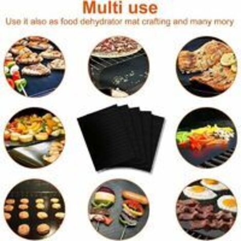Tapis De Cuisson Barbecue Anti-adhésif - Lot De 4 (50x40 Cm) - Réutilisable, Lavable, Résiste Jusqu'à 260°C - 3