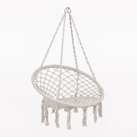 Sklum – Fauteuil suspendu en poly-coton tressé – Structure en bambou 100% naturel – Charge maximale 100 kg – Dimensions 113x68x81 cm (1/6)