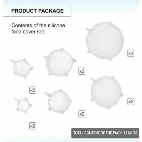 Couvercle Silicone Alimentaire Adaptables Ecologiques Elastiques Extensibles Reutilisables Sans Bpa Lave Vaisselle Film Charlotte Couvre Plat Alimentaire Reutilisable 12 Unites 77405946