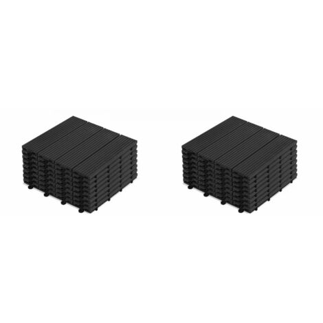 Dalles de terrasse en bois composite WPC 30 x 30 cm Dalles clipsables jardin extérieur Noire x20