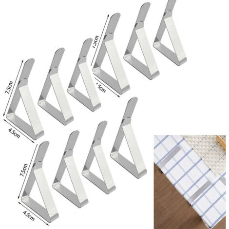 10PCS Pince Nappe de Table, Clip Nappe Table Réglable, Clip Nappe, Nappe Clips Acier Inoxydable,Nappe Table de Jardin, Clip Table Nappe, Pince de Nappe de Plein Air,Fête (1/4)