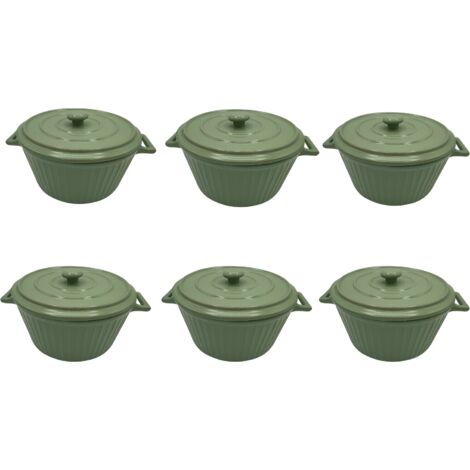 Lot De 3 Mini Cocottes En Céramique Noire - 13,5x8 Cm, Contenance 200 Ml, Résistantes Au Four Pour Petits Plats Individuels