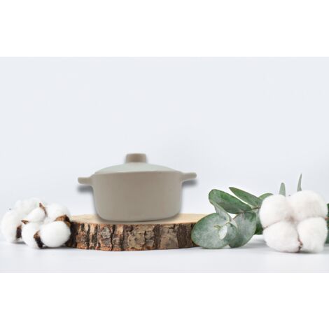 Lot De 3 Mini Cocottes Grises En Céramique – 200 Ml Avec Couvercle Et Double Poignées, Idéales Pour Four, Gratin, Ramequins Individuels (Hobby Tech)