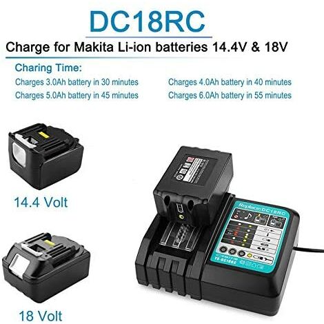 Chargeur BL1850 + DC18RC 3.0AH pour Makita 14.4V-18V Chargeurs de batterie  Li-ion