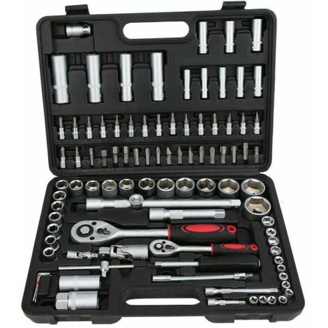 94 pieces cle a douille tournevis ensemble d'outils mecanique 1/2 1/4 pouces avec etui (1/5)
