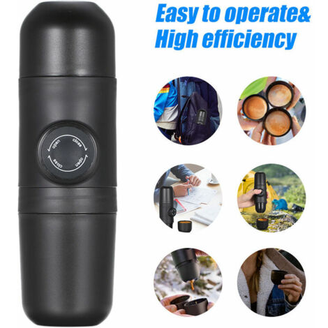 Cafetière expresso portable manuelle – Pression 8 bar – Capacité 140ml – Matériaux PP et acier inoxydable – Compacte et légère (1/5)