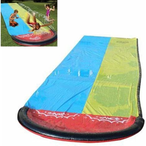 Toboggan Aquatique pour Enfants avec Planche de Surf, Toboggan Aquatique Double Requin avec Papier de réparation, 4,8 x 1,4 m Lefou (1/5)