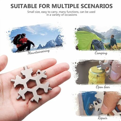 Multitool 18-en-1 SC-HARDWARE – Forme Flocon De Neige, Outil Multifonction Universel