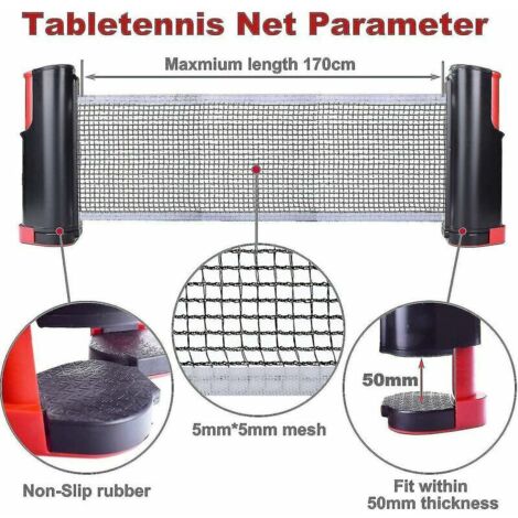 Filet de Ping Pong Rétractable, Support de Filet de Tennis de Table