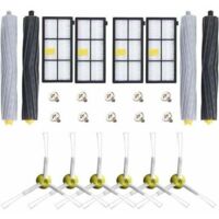 Kit d'accessoires de pièces de rechange pour iRobot Roomba 800 900 805 850 851 860 865 866 870 871 880 885 890 891 896 960 966 980 Robot Aspirateur + 4 rouleaux + 4 filtres HEPA + 6 brosses latér