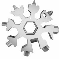 18 en 1 Flocon de neige multifonction en acier inoxydable Outil multifonction vélo Outil multifonction Tournevis portatif Décapsuleur Clé anneau pour l'extérieur (flocons de neige)